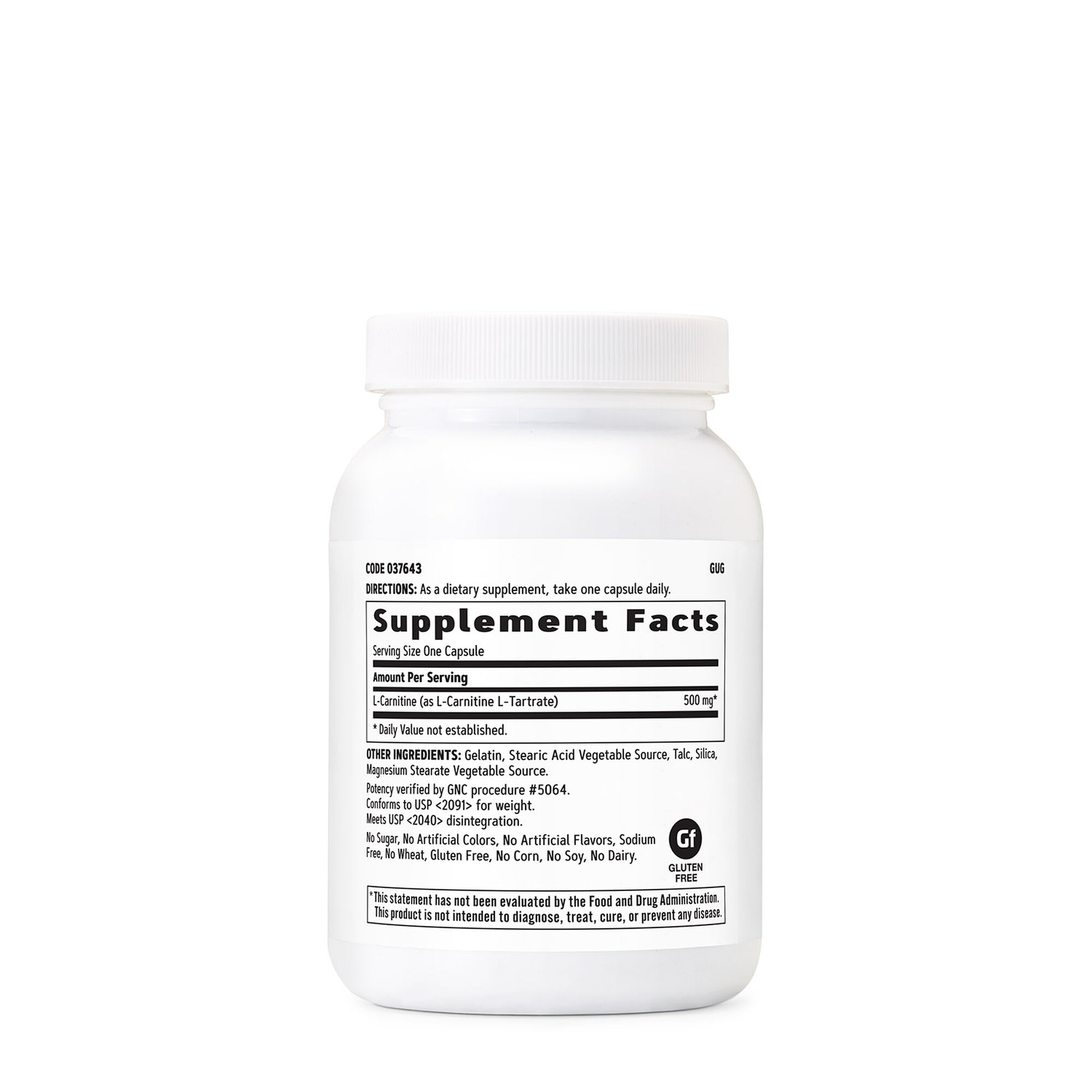 L-carnitina 500 mg, 120 capsule, GNC