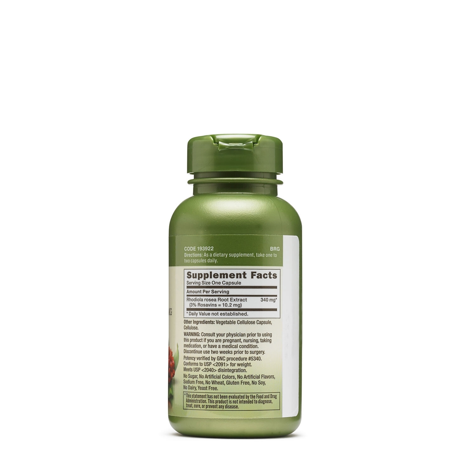 Extract de rodiola 340 mg Herbal Plus, 100 capsule, GNC