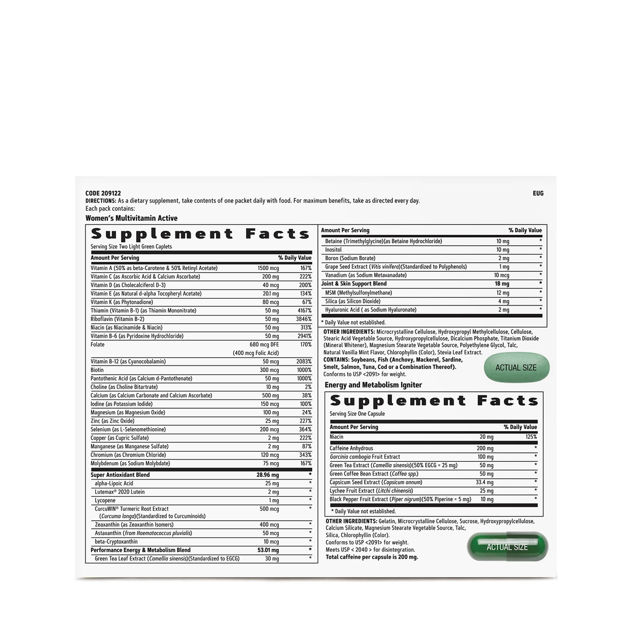 Multivitamine pentru femei, energie si metabolism, 30 pachete, GNC