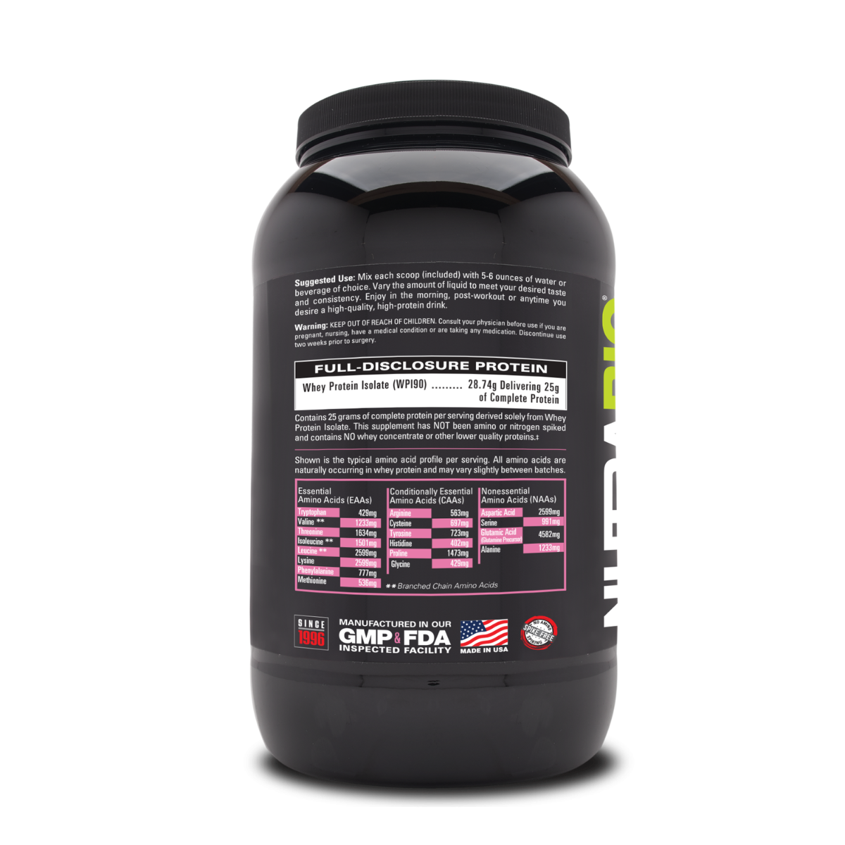Izolat proteic din zer cu aroma de inghetata cu capsuni Nutrabio, 907 g, GNC