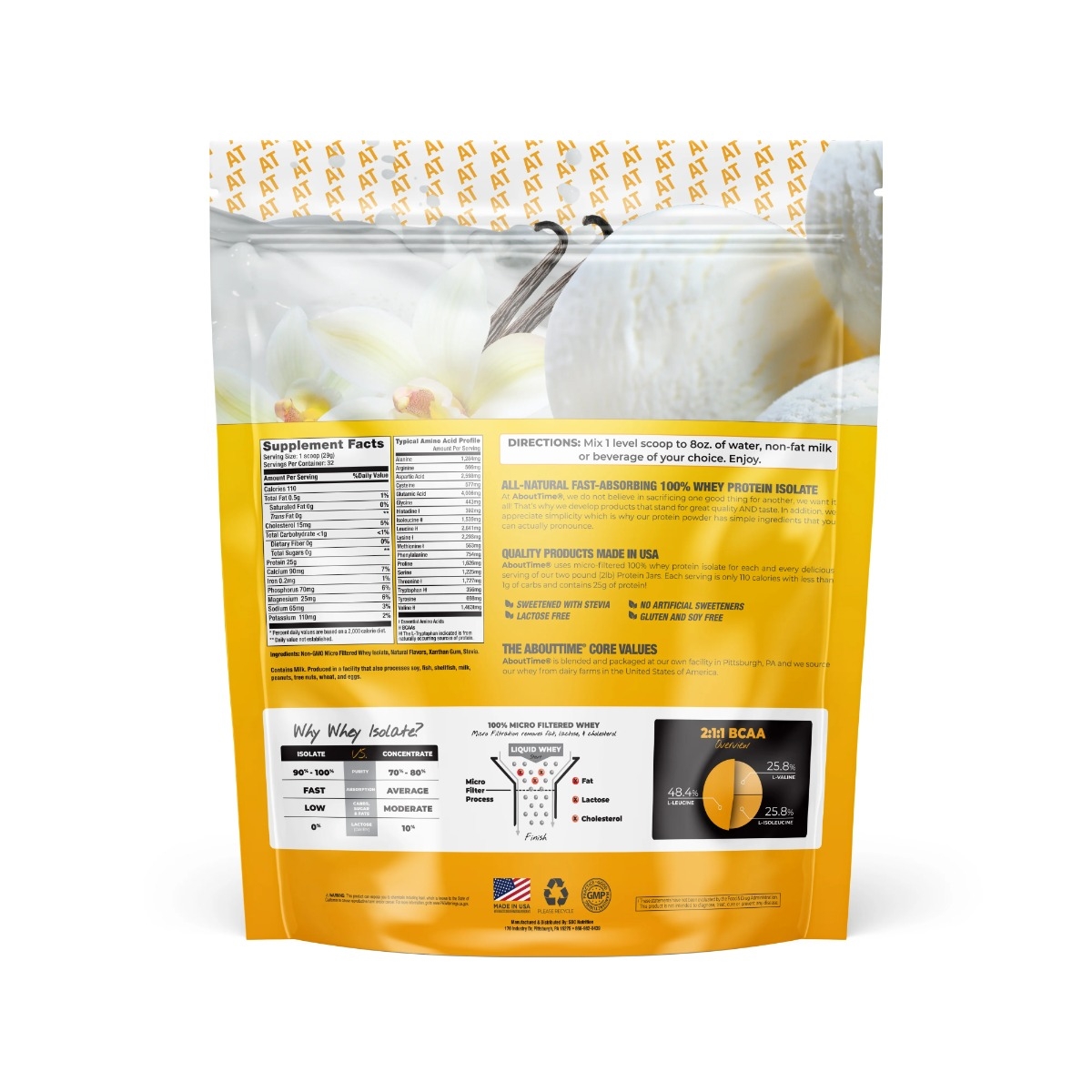 Izolat proteic din zer cu aroma de vanilie AboutTime, 928 g, GNC