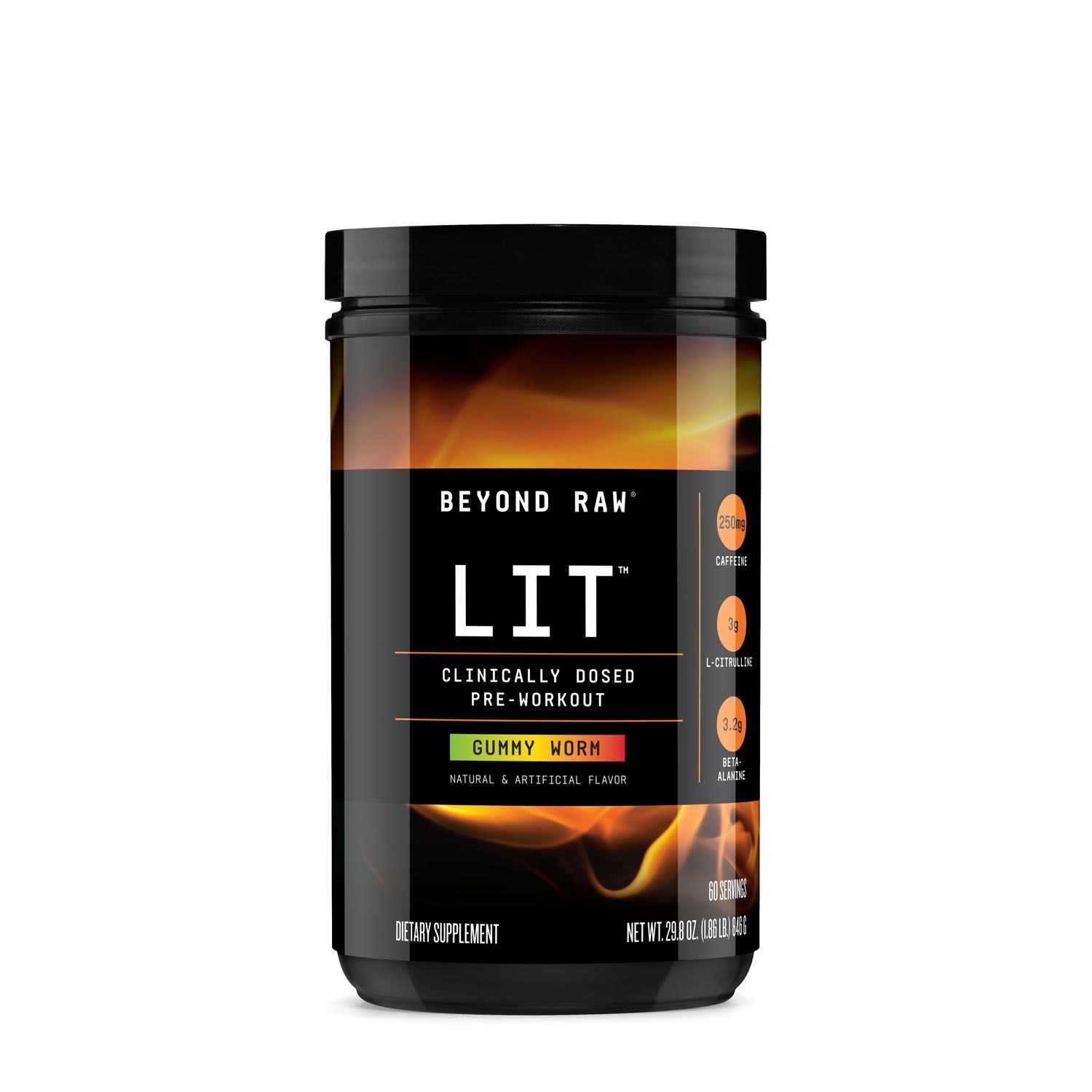Pre-workout cu aroma de jeleuri LIT, 846 g, Beyond Raw