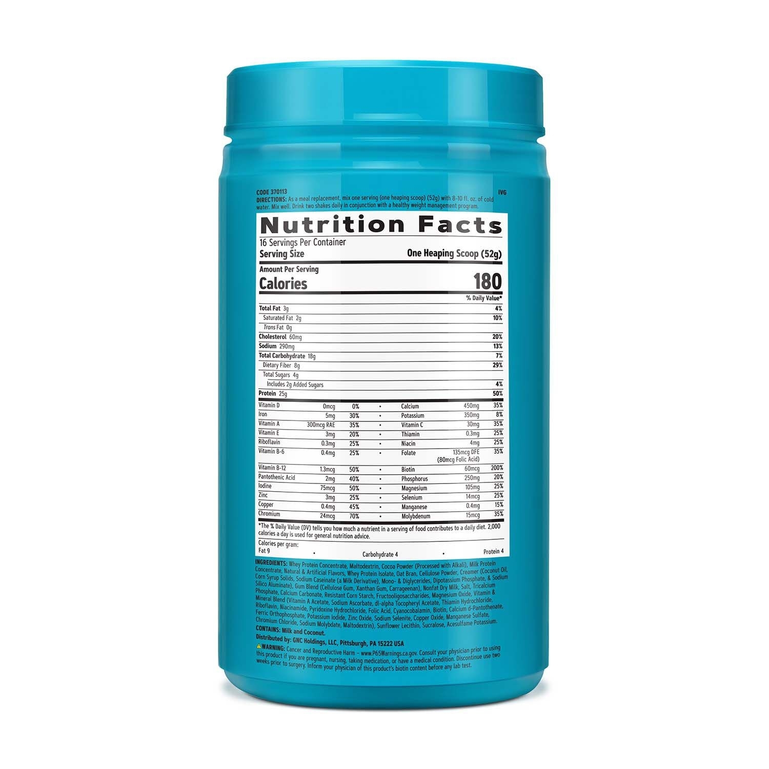 Shake proteic cu aroma de ciocolata Total Lean, 832 g, GNC