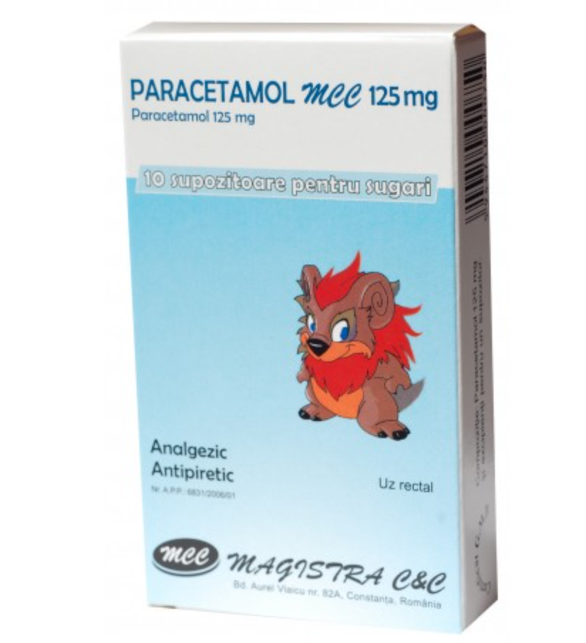 Paracetamol MCC 125 mg x 10 supozitoare pentru sugari