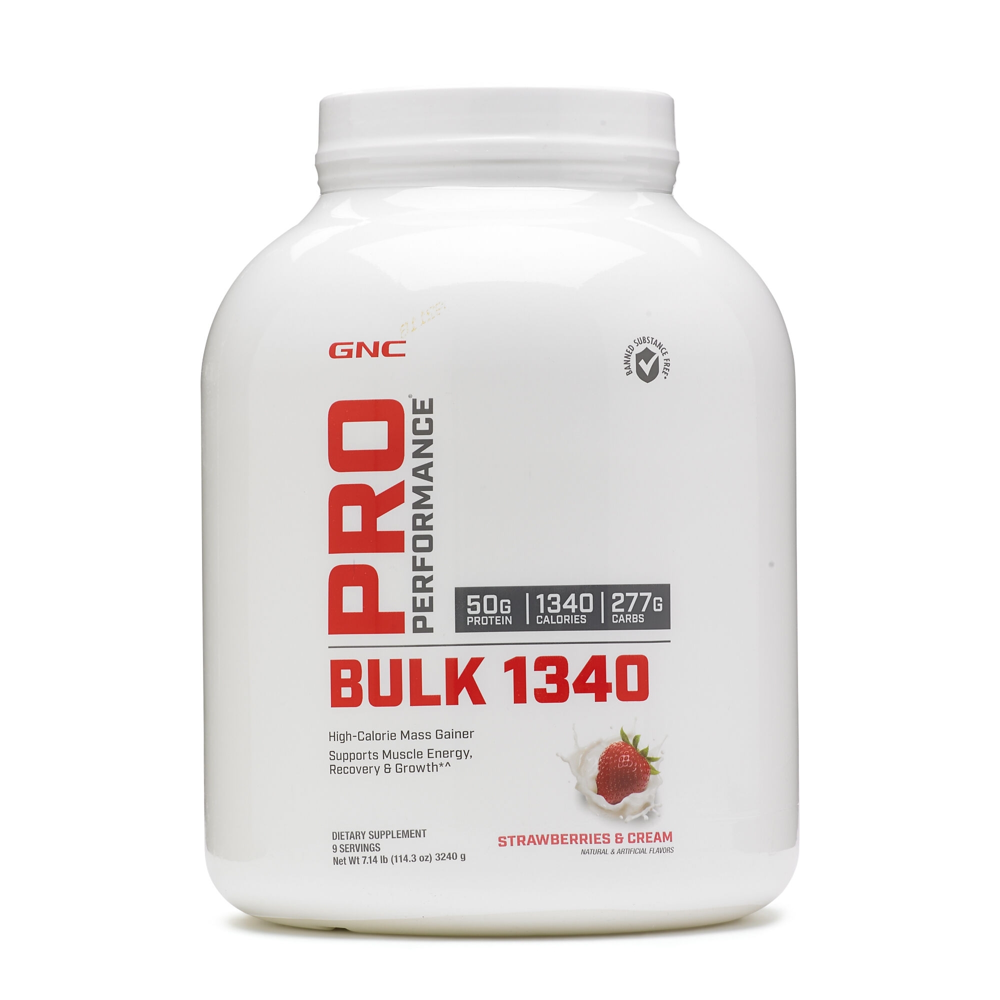 Gainer cu proteina si carbohidrati cu aroma de capsuni Pro Performance, 3294 g, GNC