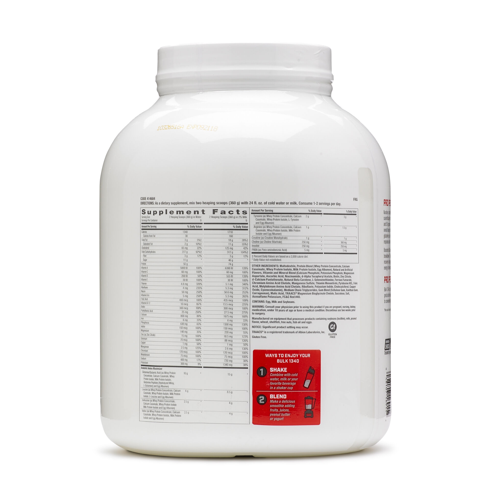 Gainer cu proteina si carbohidrati cu aroma de capsuni Pro Performance, 3294 g, GNC