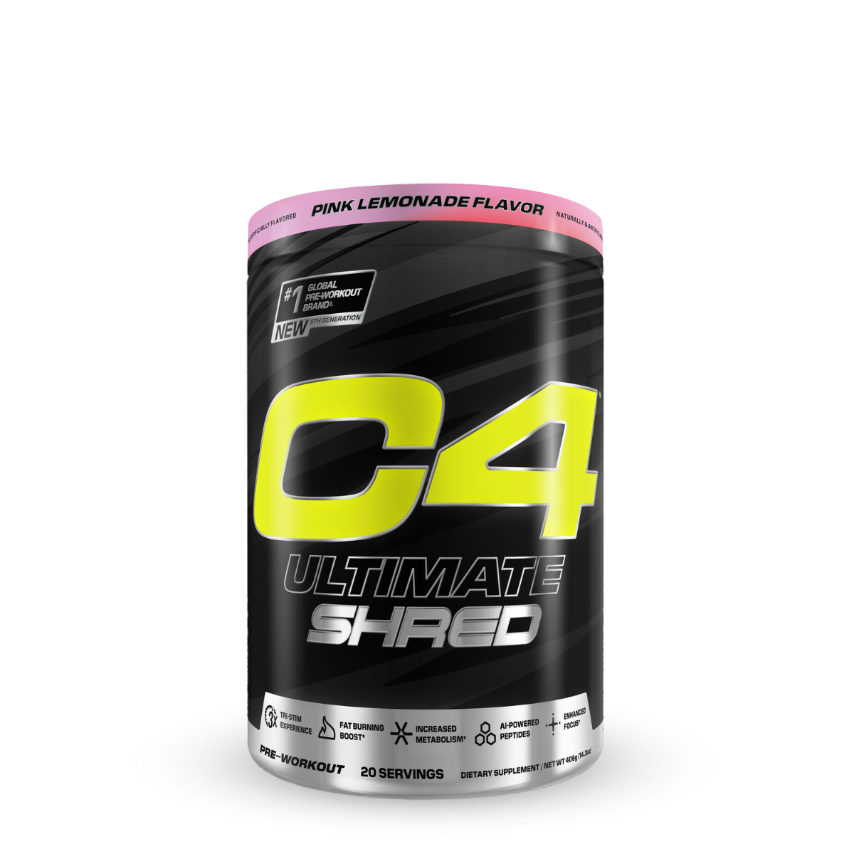 Formula pre-workout avansata pentru definire cu aroma de limonada roz Cellucor C4 Ultimate Shred, 406 g, GNC