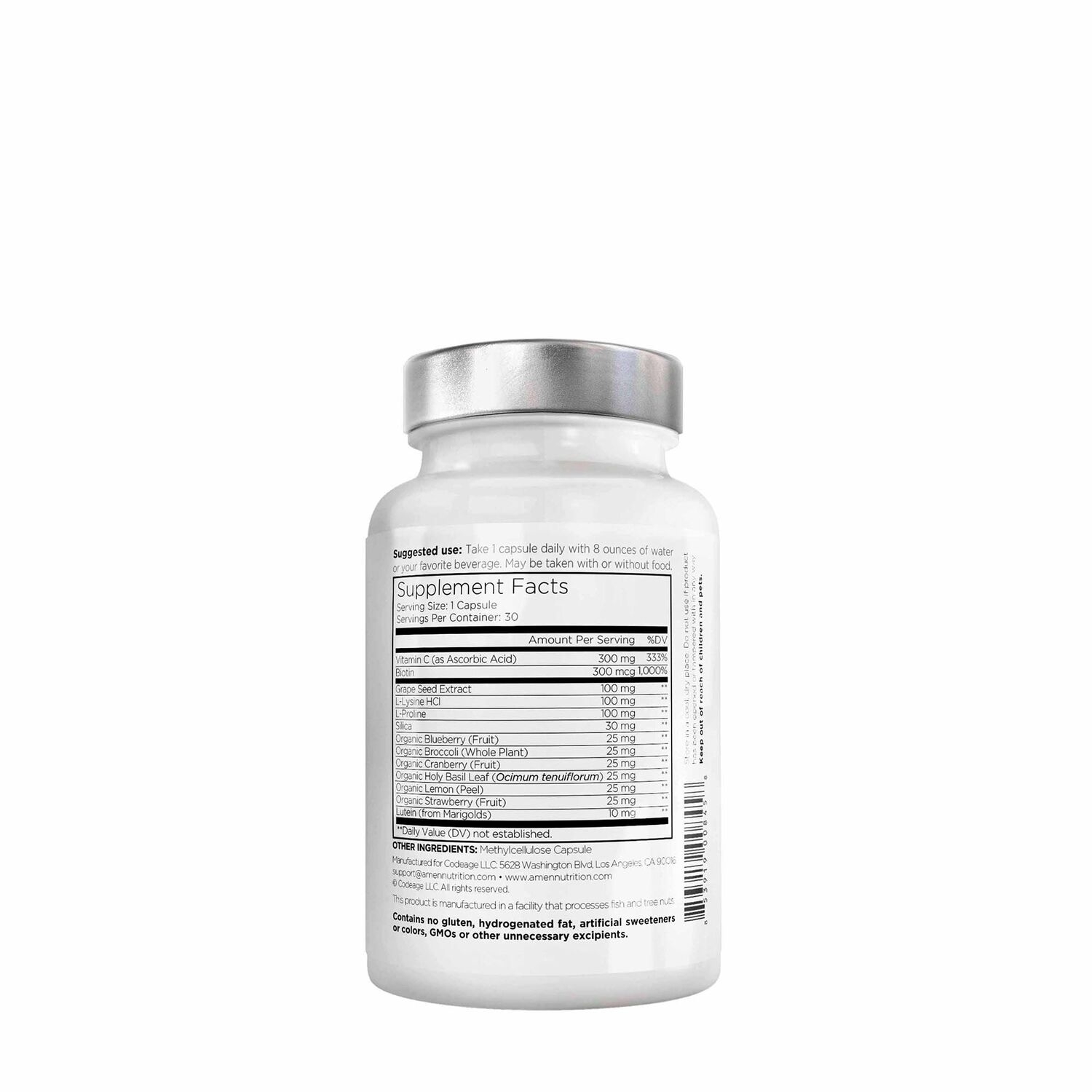 Colagen vegan cu biotina, luteina si vitamina C, 30 capsule, Code Age