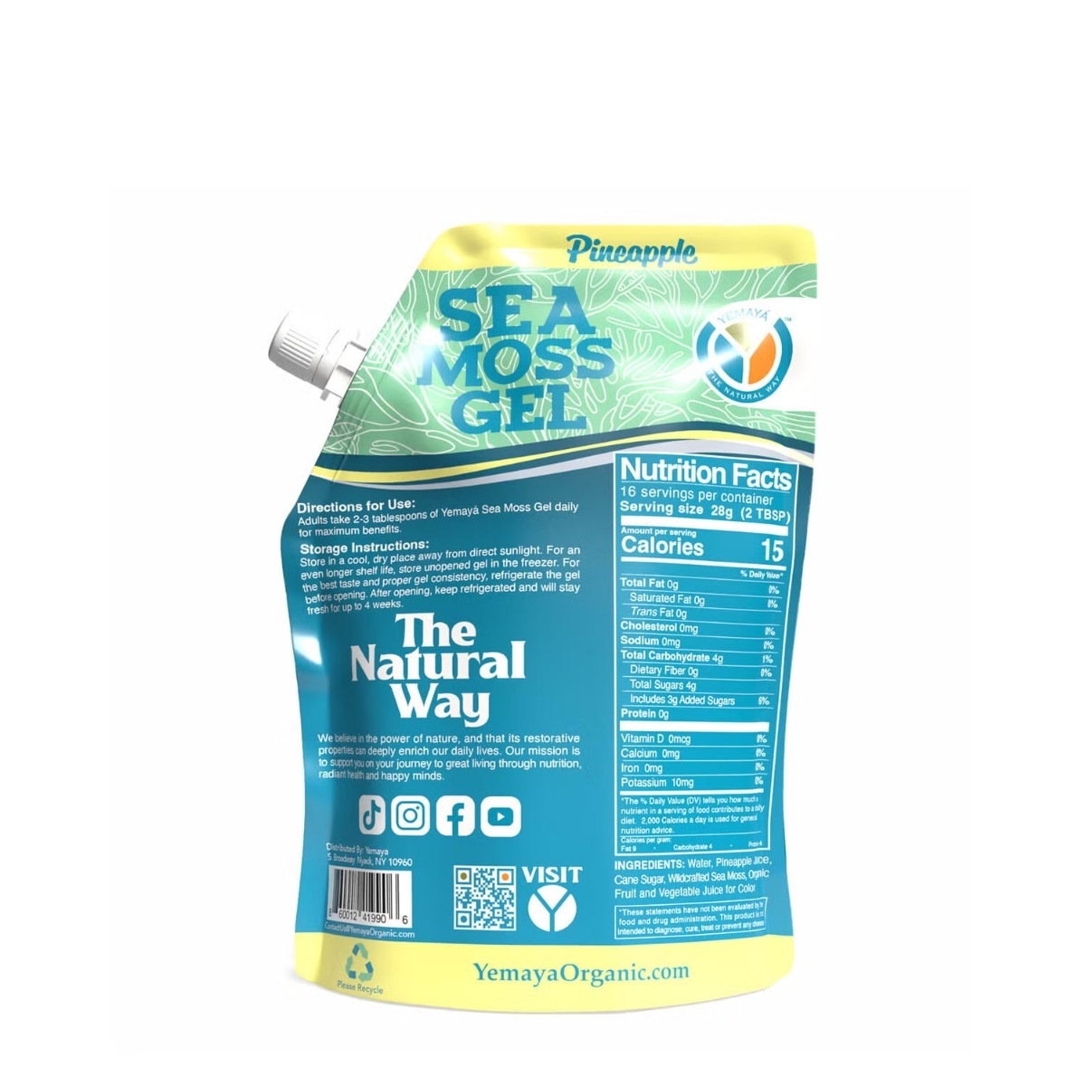 Gel organic cu muschi de mare cu aroma de ananas Yemaya, 473 ml, GNC