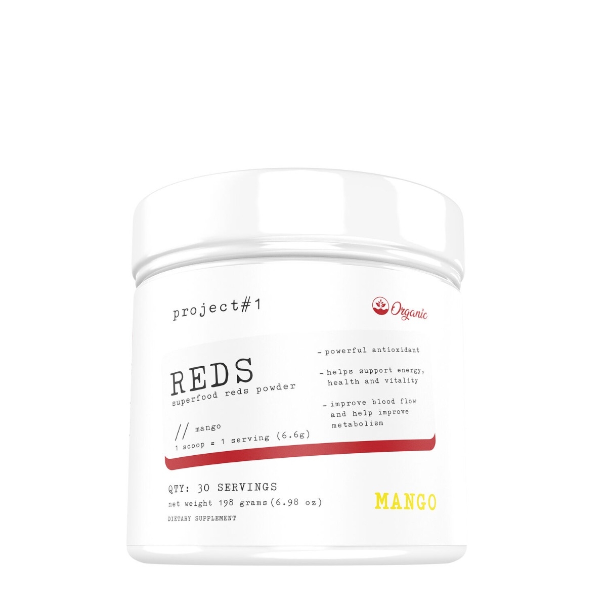 Amestec de super-alimente cu aroma de mango Project 1 Reds, 198 g, GNC