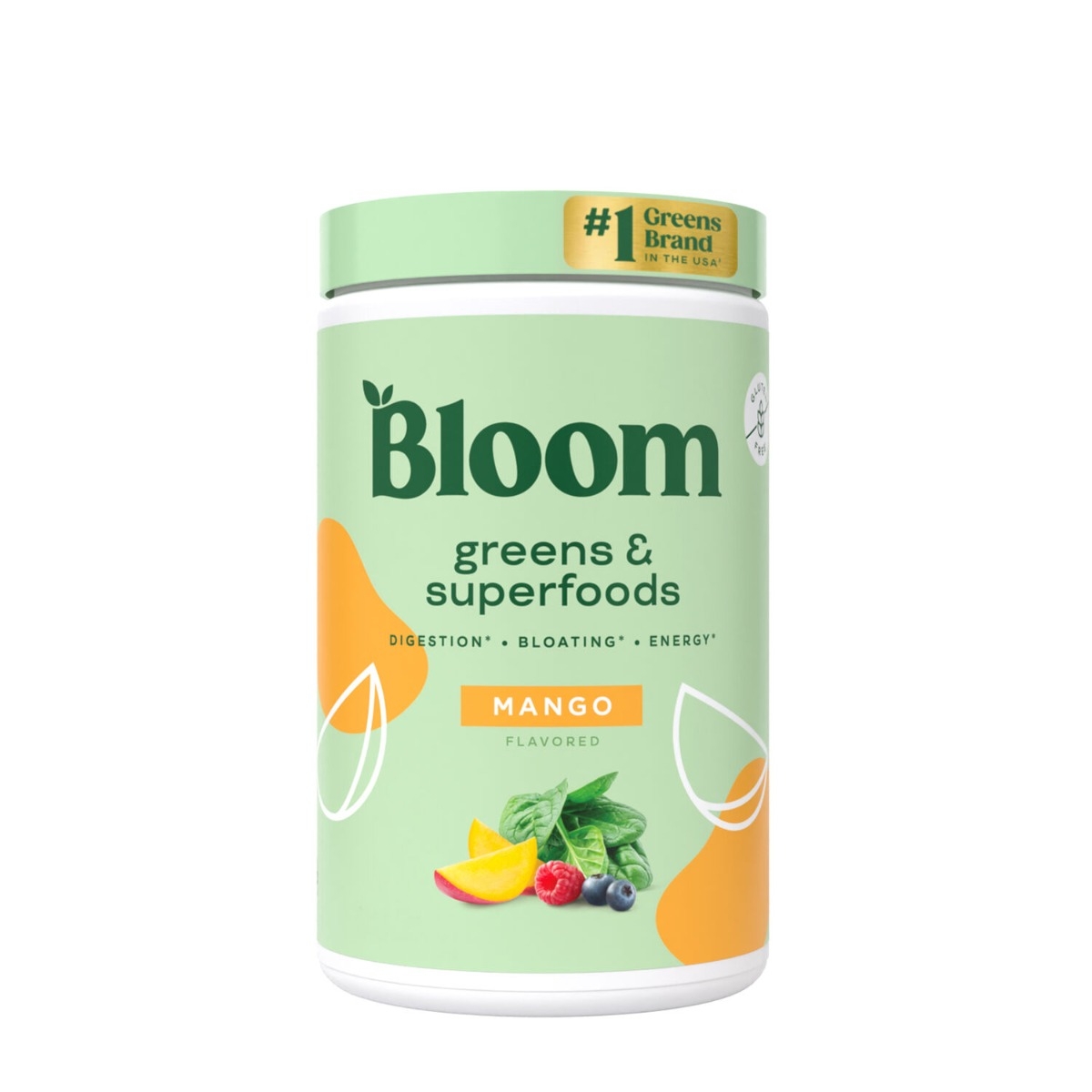 Amestec de super-alimente verzi cu aroma de mango Bloom Greens & Superfoods, 141 g, GNC