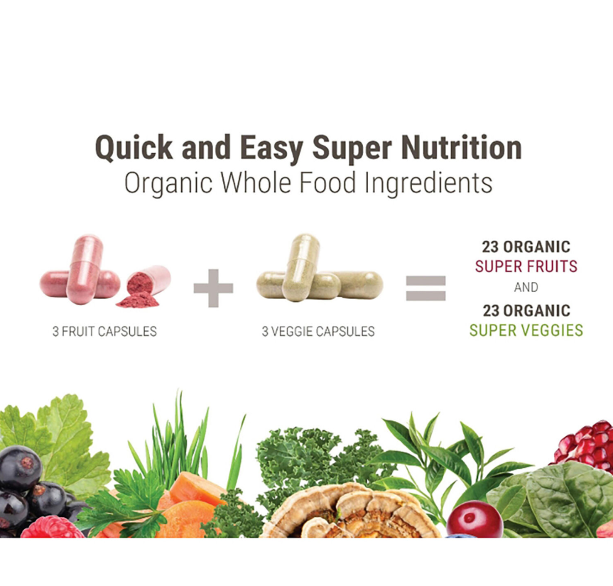 Complex de fructe si legume organice Terra Kai Organics Juce, 180 capsule, GNC