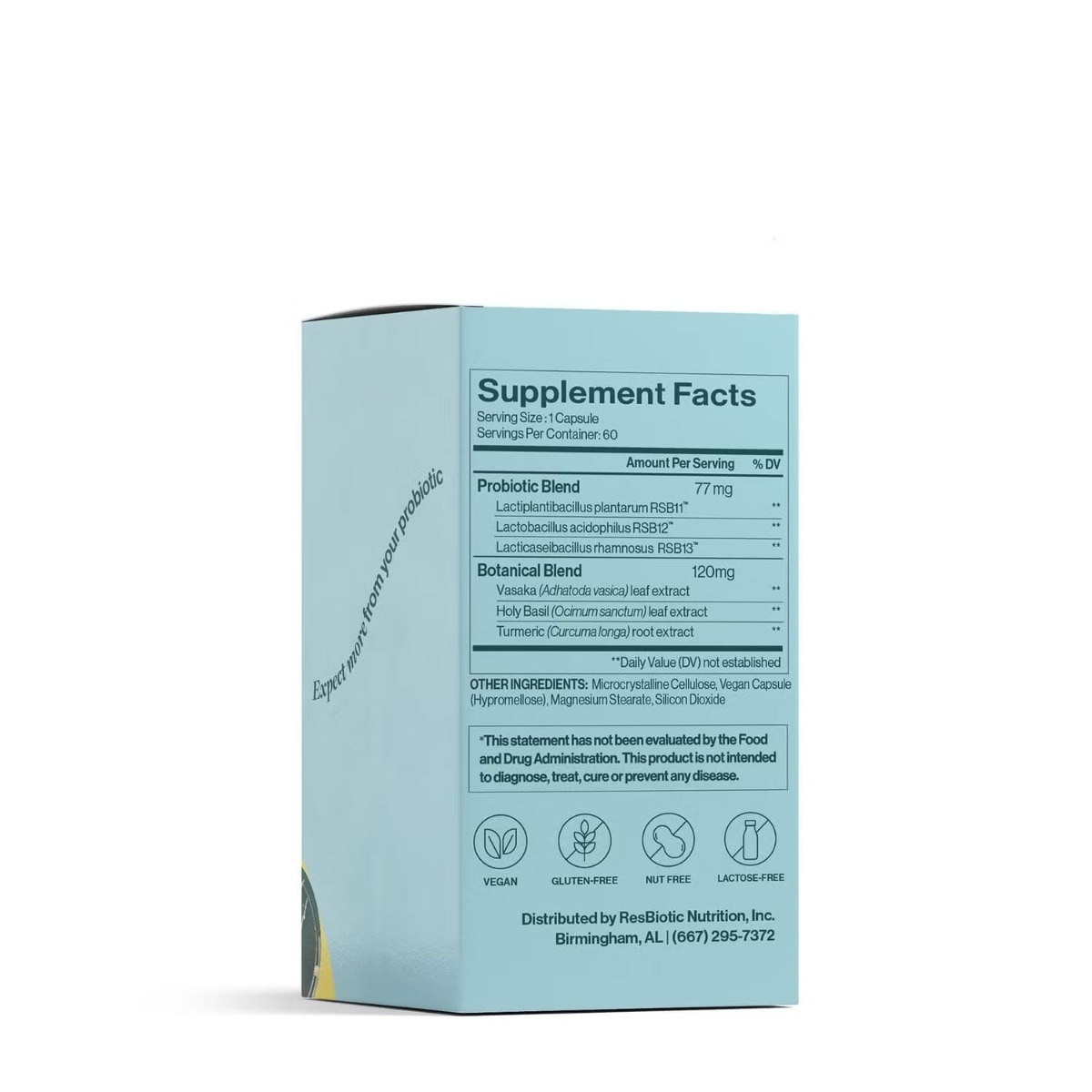 Suportul probiotic pentru sanatatea pulmonara Resbiotic Resb, 60 tablete, GNC