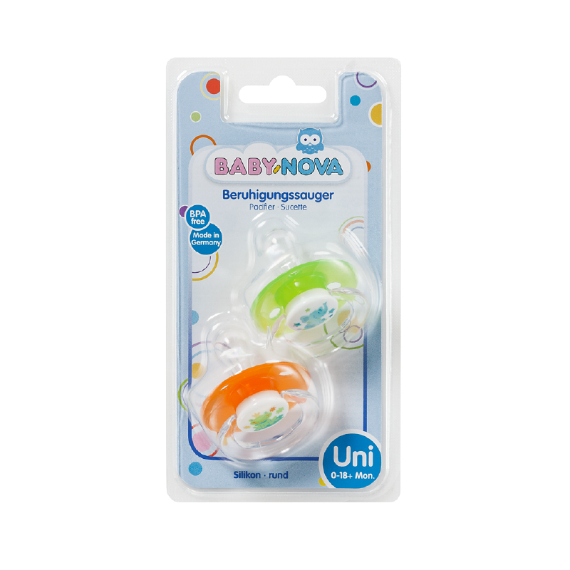 Baby Nova suzeta silicon rotunda cu inel 2 buc 0-18 luni fetita