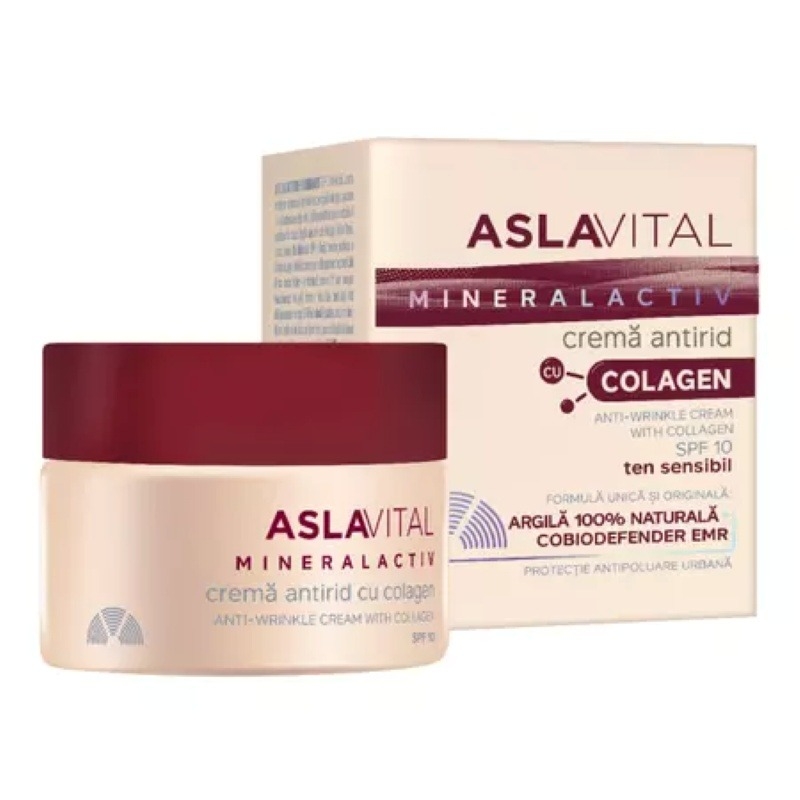 Crema antirid cu colagen SPF 10+, 50ml, Aslavital