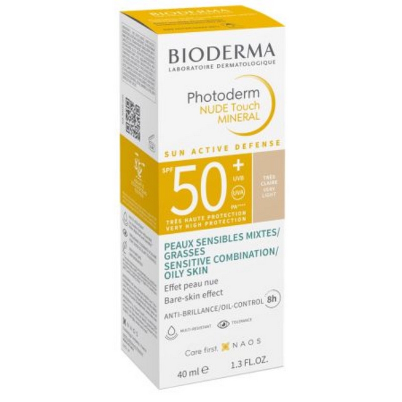 Fluid Nude Touch Mineral cu SPF50+ foarte deschis Photoderm, 40 ml, Bioderma