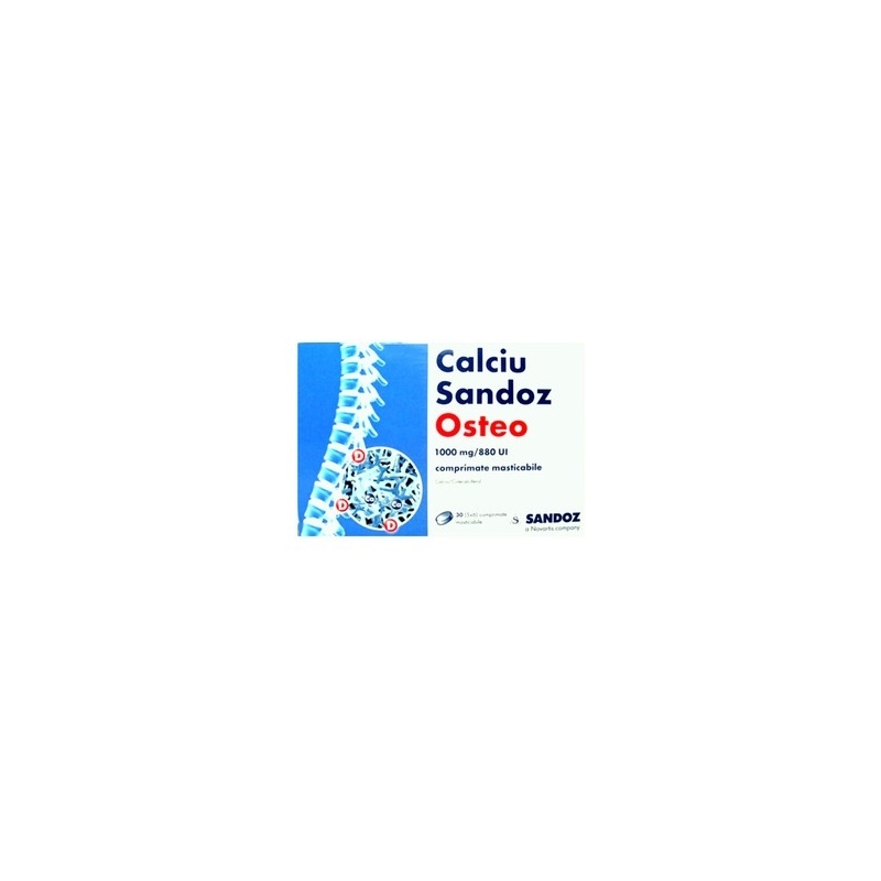 Calciu Sandoz Osteo 1000 mg/880 UI x 30 comprimate masticabile