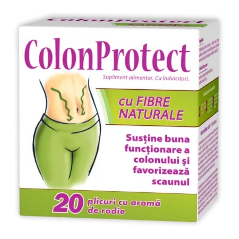 Colon Protect cu fibre naturale si gust de rodie, 20 plicuri, Zdrovit