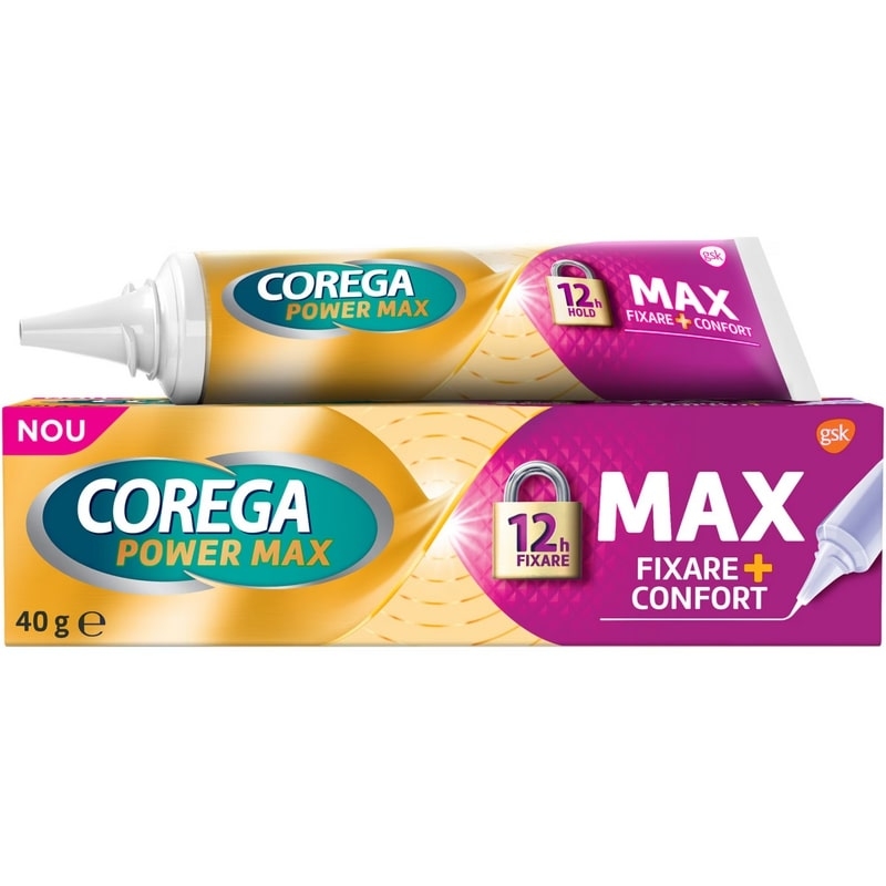 Crema adeziva Corega Power Max Fixare+Confort, 40 g, Glaxosmithkline