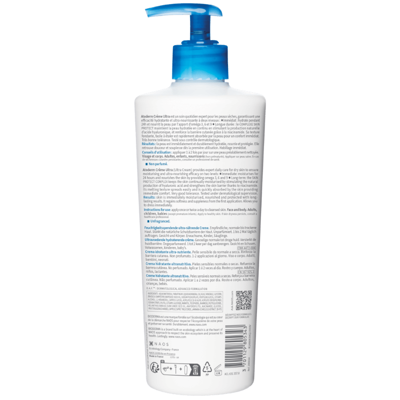 Crema hidratanta pentru fata si corp Atoderm Ultra, 500 ml, Bioderma