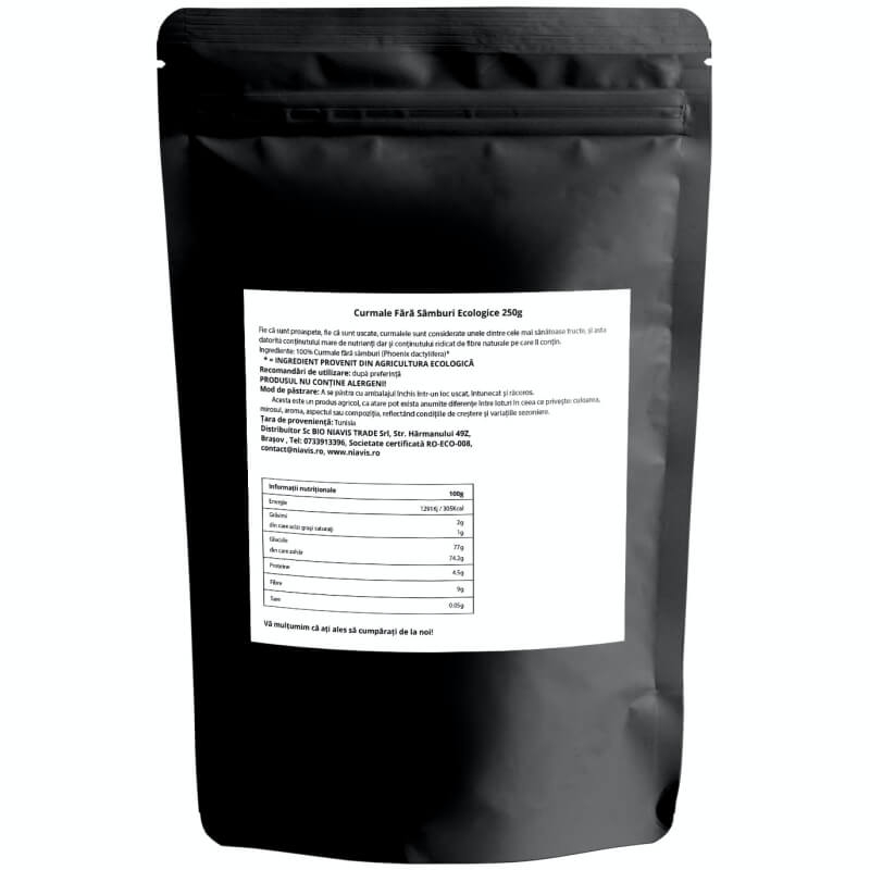 Curmale fara samburi ecologice, 250 g, Niavis