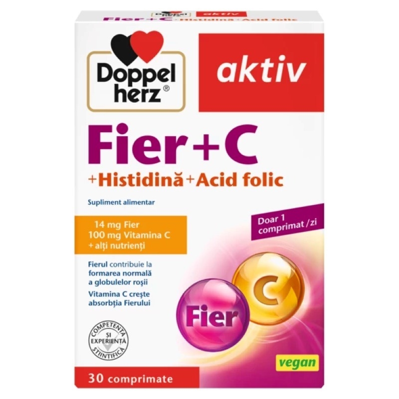 Aktiv Fier + C + Histidina + Acid Folic, 30compr, Doppelherz
