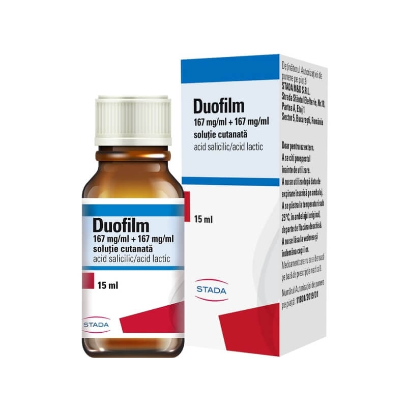 Duofilm solutie cutanata, 167 mg/ml + 167 mg/ml, 15 ml, Stada
