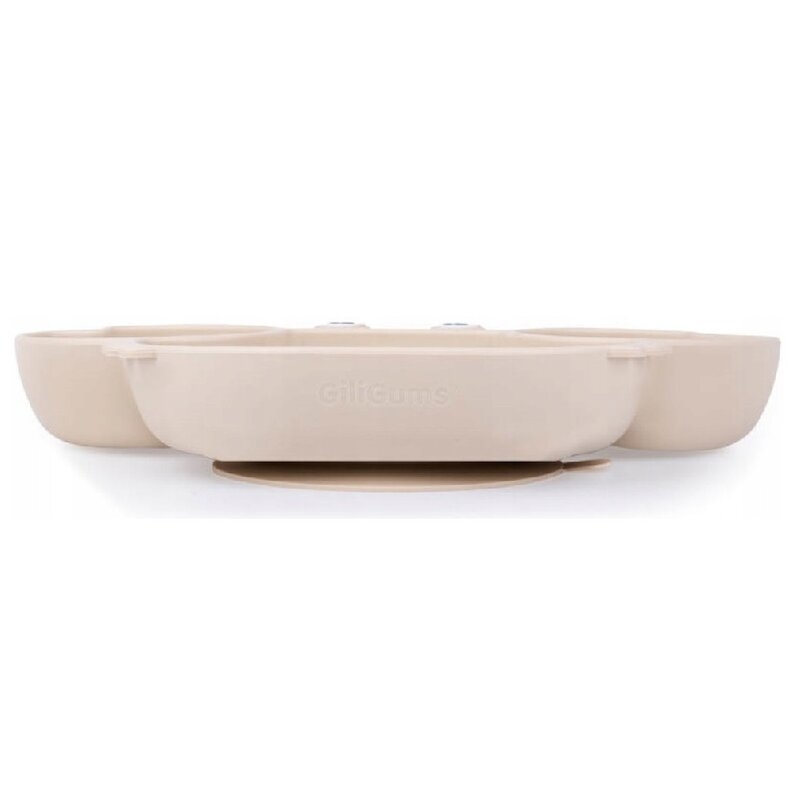 Farfurie, Giligums, Crab, Cu 3 compartimente, Cu ventuza, Din silicon, Fara BPA, 6 luni+, Bej
