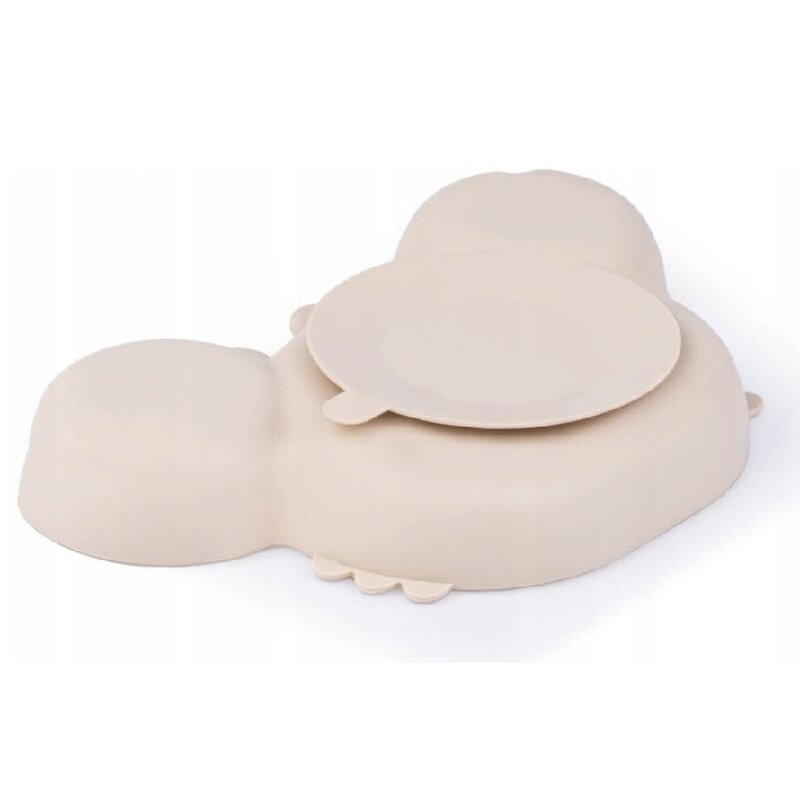 Farfurie, Giligums, Crab, Cu 3 compartimente, Cu ventuza, Din silicon, Fara BPA, 6 luni+, Bej