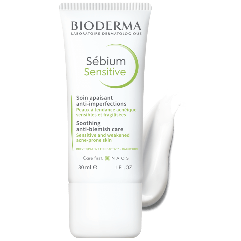 Fluid calmant si hidratant pentru pielea acneica Sebium Sensitive, 30 ml, Bioderma