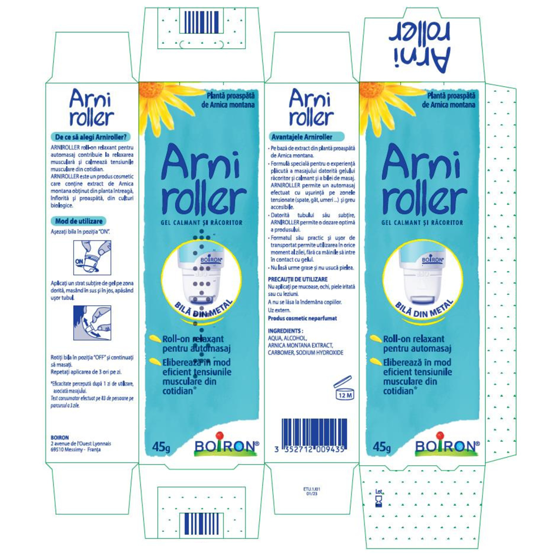 Gel calmant si racoritor Arniroller, 45 g, Boiron