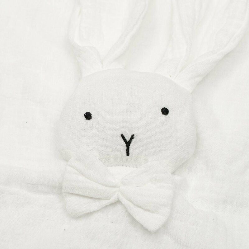Jucarie interactiva, New Baby, Rabbit, Din muselina, Bumbac, 30x30 cm, 0 luni+, White