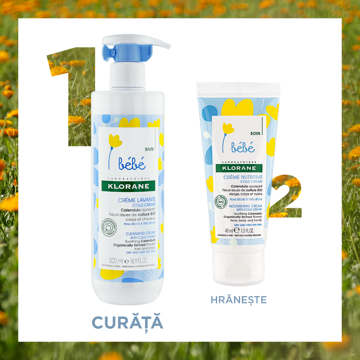 Klorane – Bebe crema de curatare cu cold cream 500ml
