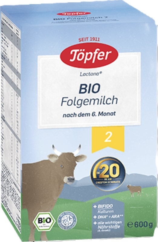 Lactana Bio 2 formula pentru alimentatia artificiala, 600g, Topfer