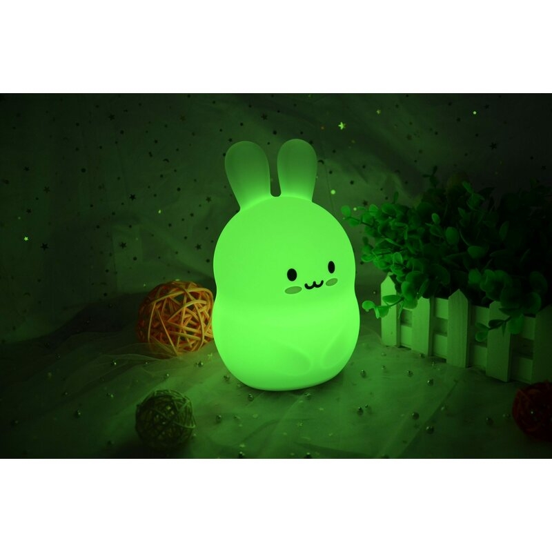 Lampa de veghe, FreeON, Silicon moale, Cu telecomanda si cablu USB, Cu 9 culori diferite si cronometru, Rabbit