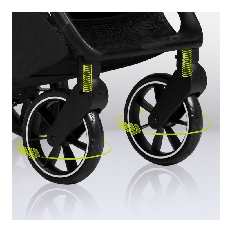 Lionelo - Carucior sport Cloe, De la nastere, Cu accesorii, Cadru din aluminiu, 0-22 kg, Usor, Pliabil cu o singura mana, Ideal pentru toate tipurile de suprafete, Gri