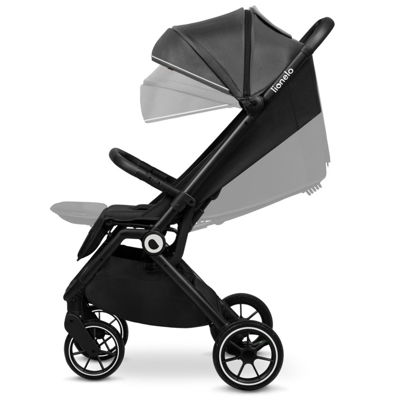 Lionelo - Carucior sport Cloe, De la nastere, Cu accesorii, Cadru din aluminiu, 0-22 kg, Usor, Pliabil cu o singura mana, Ideal pentru toate tipurile de suprafete, Gri
