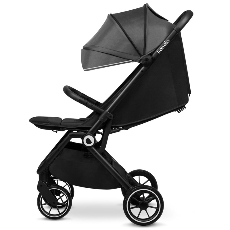 Lionelo - Carucior sport Cloe, De la nastere, Cu accesorii, Cadru din aluminiu, 0-22 kg, Usor, Pliabil cu o singura mana, Ideal pentru toate tipurile de suprafete, Gri