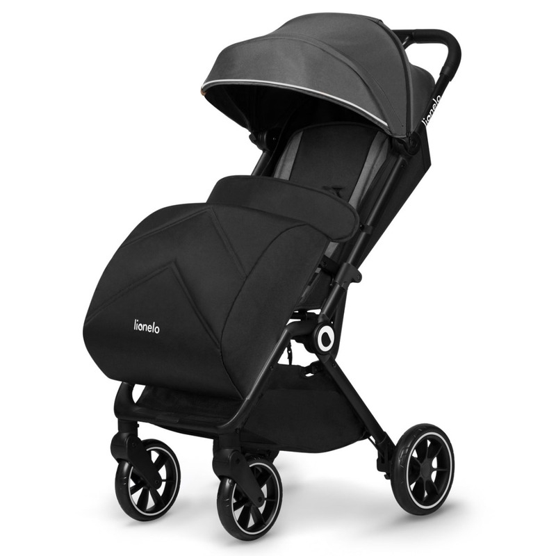 Lionelo - Carucior sport Cloe, De la nastere, Cu accesorii, Cadru din aluminiu, 0-22 kg, Usor, Pliabil cu o singura mana, Ideal pentru toate tipurile de suprafete, Gri