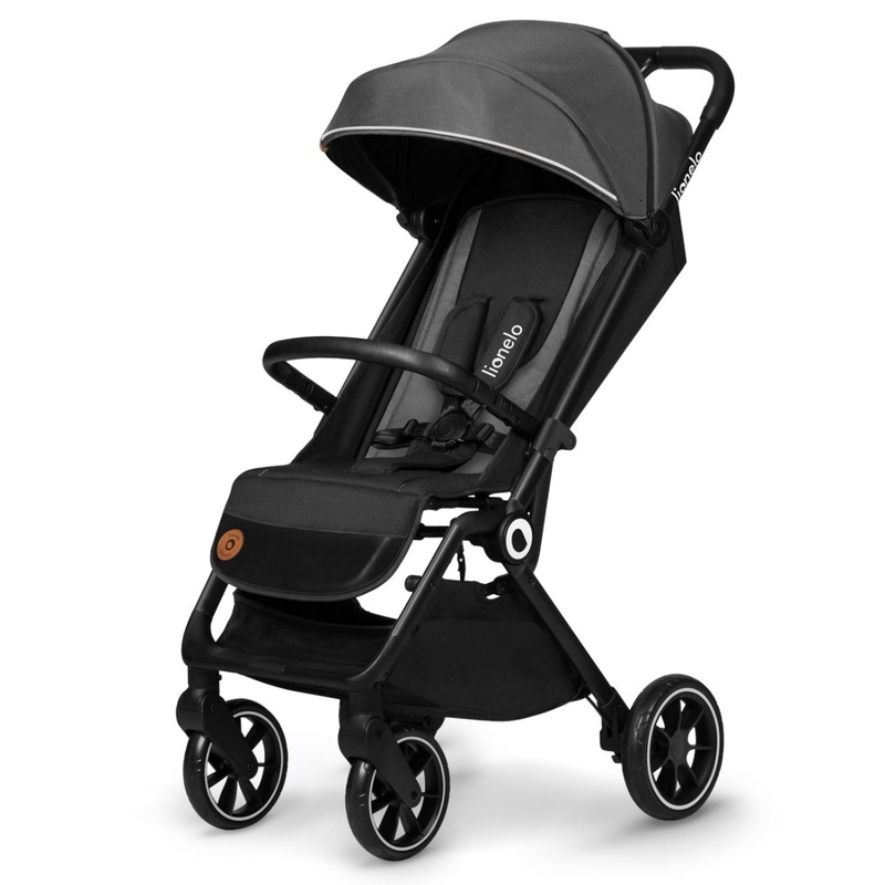 Lionelo - Carucior sport Cloe, De la nastere, Cu accesorii, Cadru din aluminiu, 0-22 kg, Usor, Pliabil cu o singura mana, Ideal pentru toate tipurile de suprafete, Gri