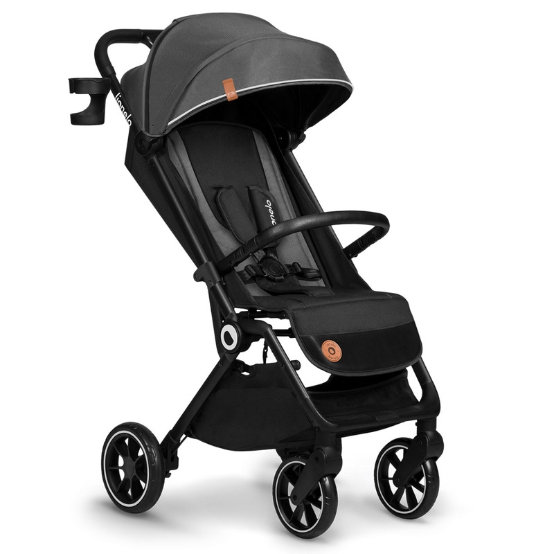 Lionelo - Carucior sport Cloe, De la nastere, Cu accesorii, Cadru din aluminiu, 0-22 kg, Usor, Pliabil cu o singura mana, Ideal pentru toate tipurile de suprafete, Gri