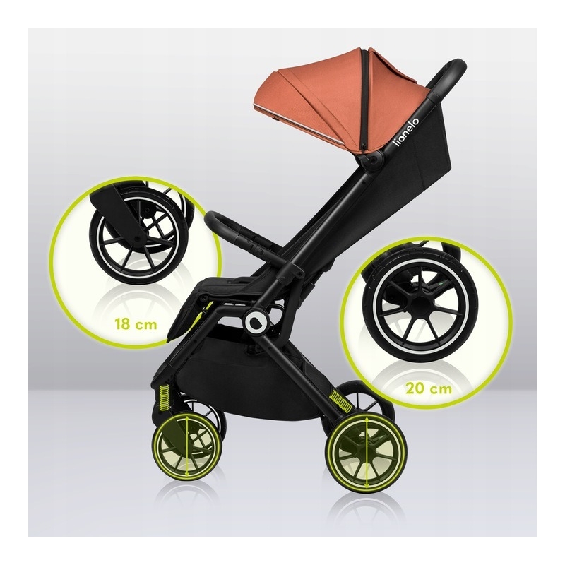 Lionelo - Carucior sport Cloe, De la nastere, Cu accesorii, Cadru din aluminiu, 0-22 kg, Usor, Pliabil cu o singura mana, Ideal pentru toate tipurile de suprafete, Gri