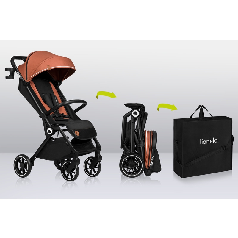 Lionelo - Carucior sport Cloe, De la nastere, Cu accesorii, Cadru din aluminiu, 0-22 kg, Usor, Pliabil cu o singura mana, Ideal pentru toate tipurile de suprafete, Gri