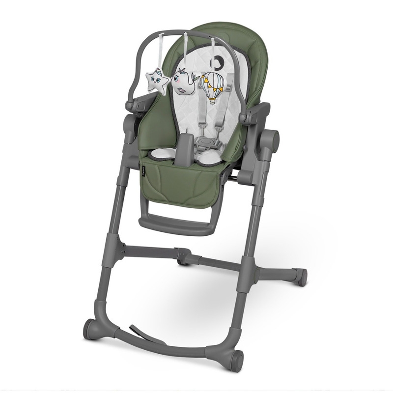 Lionelo - Scaun de masa multifunctional Cora Plus, Reglabil in 4 pozitii pe inaltime, Spatar reglabil in 3 pozitii, Cu bara de jucarii, Pliabil, Conform cu standardul european de securitate EN14988, Verde