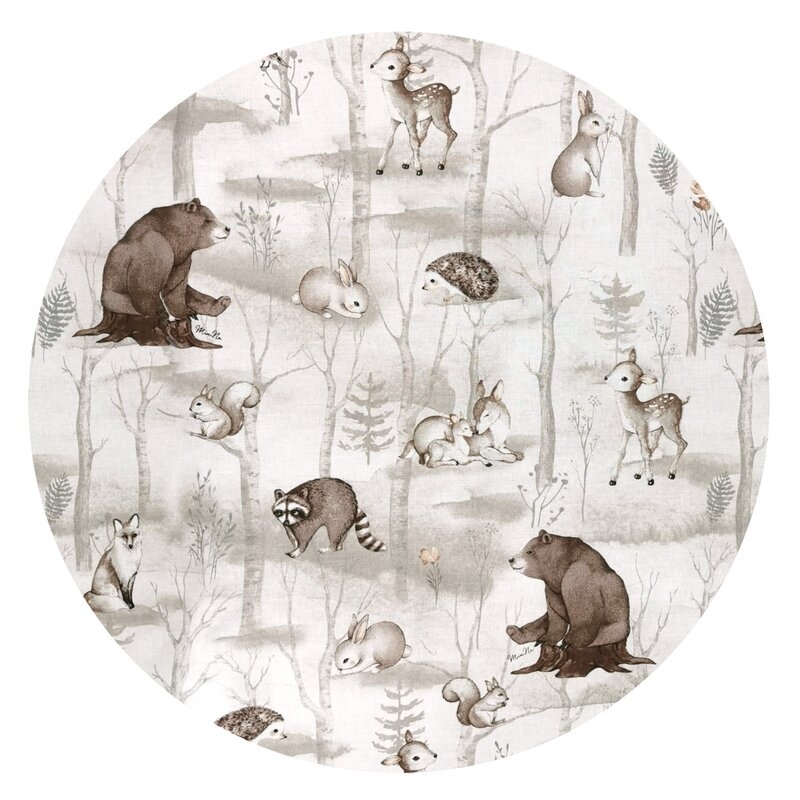 Paturica de infasat, MimiNu, Cu doua fete, Cu multiple utilizari, Cu inchidere arici velcro, Dimensiune 75x75 cm, Din bumbac certificat Oeko Tex Standard 100, Design, Woodland