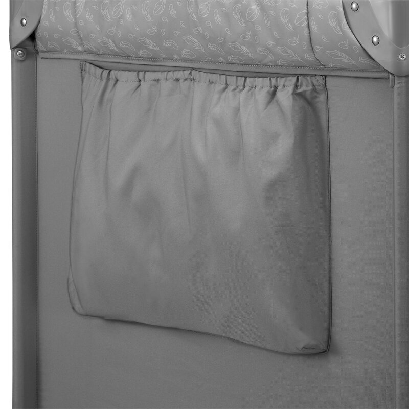 Patut pliant, Lionelo, Jasmin Easy Fold, Pana la 15 kg, Usor de pliat, Cu doua nivele, Cu saltea ergonomica T25, Cu intrare laterala cu fermoar, 2 roti cu frana, 120 x 60 cm, Conform cu EN 716, 0-36 luni, Gri