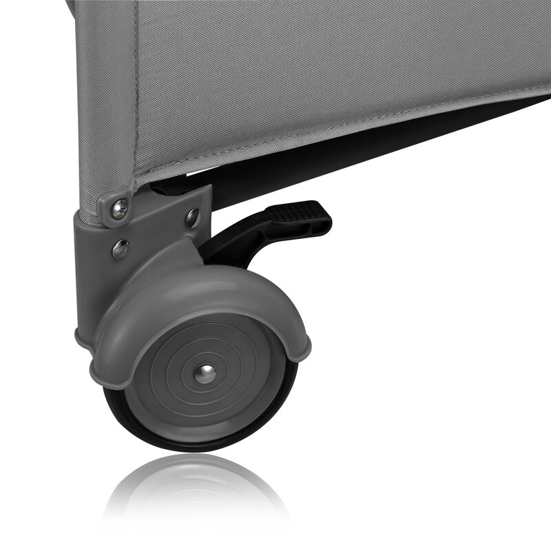 Patut pliant, Lionelo, Jasmin Easy Fold, Pana la 15 kg, Usor de pliat, Cu doua nivele, Cu saltea ergonomica T25, Cu intrare laterala cu fermoar, 2 roti cu frana, 120 x 60 cm, Conform cu EN 716, 0-36 luni, Gri