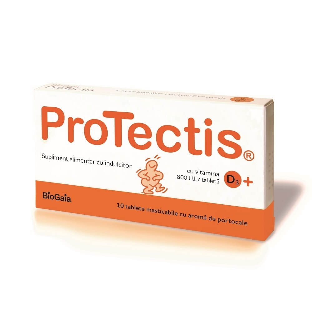 Ewopharma - BioGaia Protectis cu vitamina D3 800UI tablete masticabile portocale 10tb