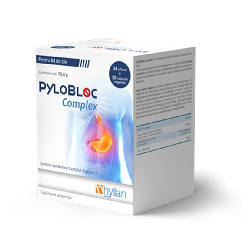 Pylobloc Complex, 20 capsule + 14 plicuri, Hyllan