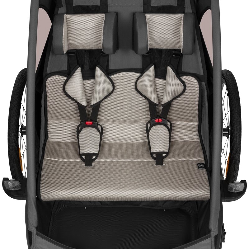 Remorca de bicicleta, Lionelo, Cama, Cu functie de carucior, Pentru 1 sau 2 copii, Cu sistem de absorbtie a socurilor SIQ, Geamuri cu protectie solara, Negru